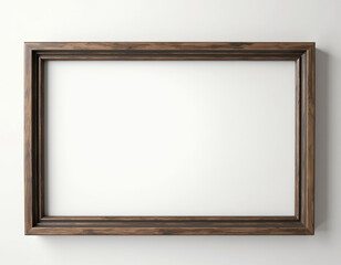 Wooden frame on grunge beige wall background with dried flowers, vintage style, mockup