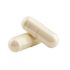 Close-up of Two Soft Gel Capsules in Beige Color for Supplements