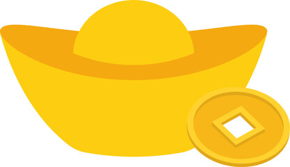 Chinese Gold Ingot vector . 
Gold Ingot yuanbao icon svg.