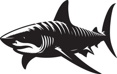 Big Shark Silhouette isolated on white background Minimalist shark vector shape
