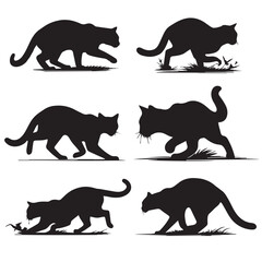 set of cats silhouettes