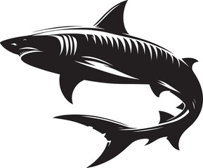 Big Shark Silhouette isolated on white background Minimalist shark vector shape