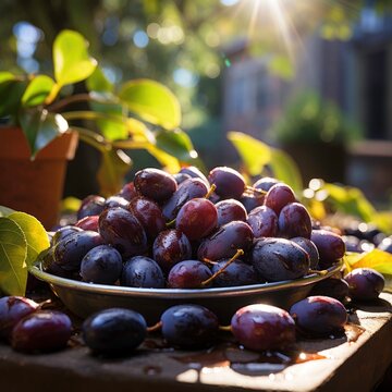 Professional View Photo Pile of Jamblang fruit in fruit basket for sales promotion in fruit shop