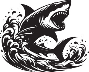 Big Shark Silhouette isolated on white background Minimalist shark vector shape