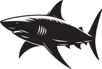 Big Shark Silhouette isolated on white background Minimalist shark vector shape