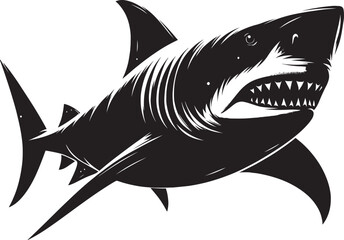 Big Shark Silhouette isolated on white background Minimalist shark vector shape