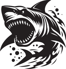 Big Shark Silhouette isolated on white background Minimalist shark vector shape