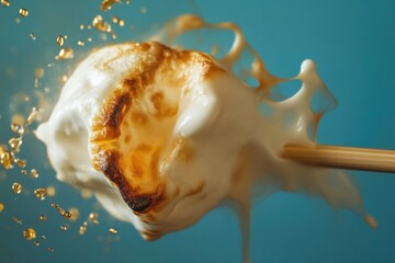 Detailed Close-Up of a Toasted Marshmallow with Gooey Center