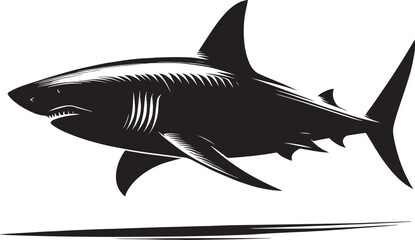 Big Shark Silhouette isolated on white background Minimalist shark vector shape