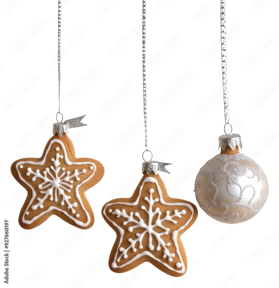 Wall mural gingerbread ornaments for holiday decor, cut out - stock png.