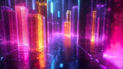 Obraz premium Vibrant neon hues create an abstract background scene