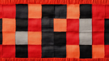Bold red and black checkerboard texture