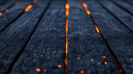 Dark wood grain with orange embers glowing Halloween theme rustic and moody suitable for eerie or autumn designs 