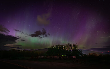 Northern Lights Over New England Farm