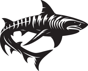 Fototapeta premium Big Shark Silhouette isolated on white background Minimalist shark vector shape