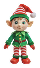 Happy elf doll in festive clothing for children, cut out - stock png.
