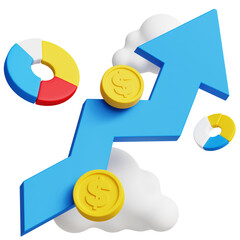 Bar chart profit arrow 3d business icon