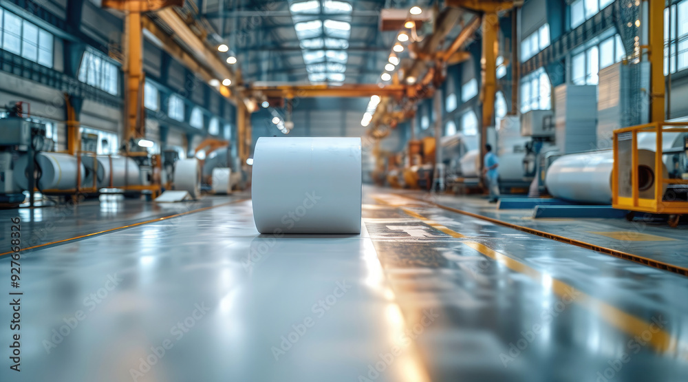Poster advanced paper and printing industry factory. generative ai.