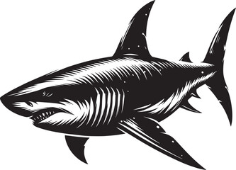 Big Shark Silhouette isolated on white background Minimalist shark vector shape