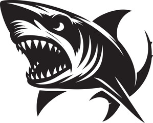 Big Shark Silhouette isolated on white background Minimalist shark vector shape