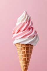 a cone with different colored layers of soft ice cream