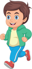 little boy jogging cartoon
