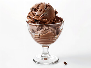 Deliciously Creamy Chocolate Ice Cream in Elegant Glass Dish- Perfect for Dessert Menus, Recipe Blogs, and Food Photography