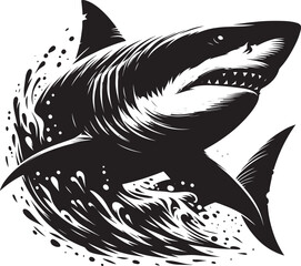 Big Shark Silhouette isolated on white background Minimalist shark vector shape