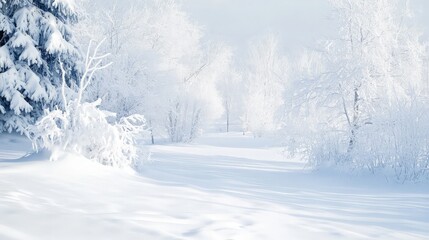 Fototapeta premium Winter Wonderland: A Snowy Forest in White