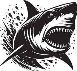 Big Shark Silhouette isolated on white background Minimalist shark vector shape