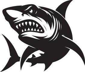 Big Shark Silhouette isolated on white background Minimalist shark vector shape