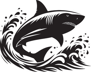 Big Shark Silhouette isolated on white background Minimalist shark vector shape