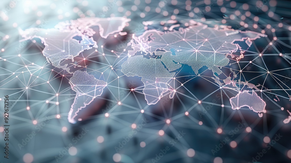 Aufkleber global network and connectivity concept, international data transfer and cyber technology, internati