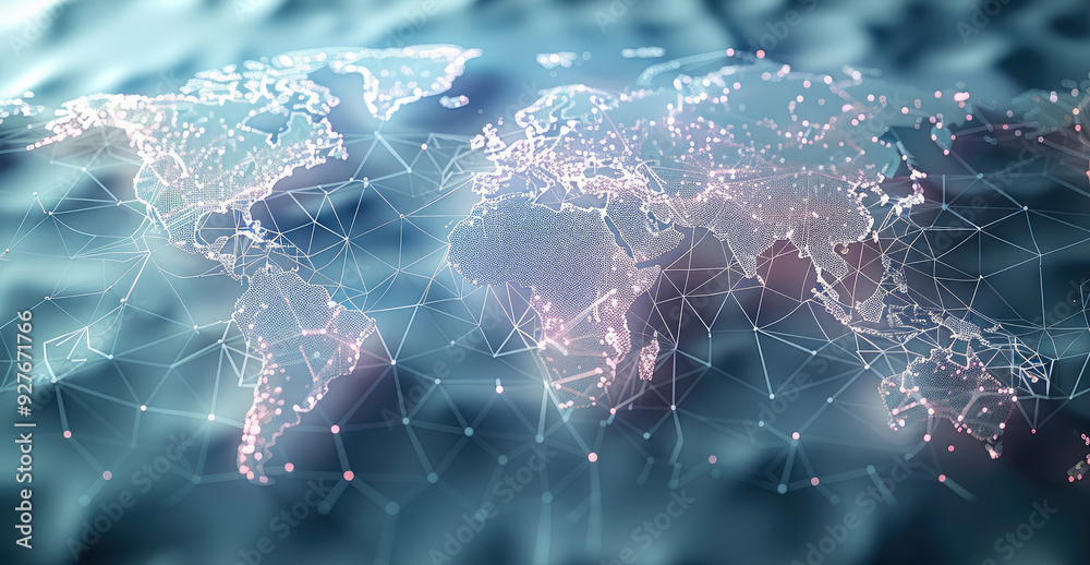 Aufkleber global network and connectivity concept, international data transfer and cyber technology, internati