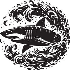 Big Shark Silhouette isolated on white background Minimalist shark vector shape