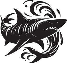 Big Shark Silhouette isolated on white background Minimalist shark vector shape
