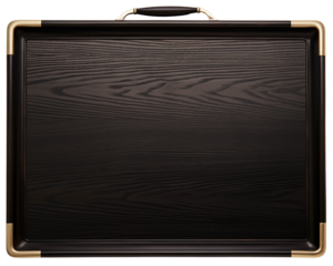 Elegant black wooden tray with a smooth surface, perfect for serving food or as a decorative piece in any setting.