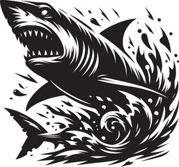 Big Shark Silhouette isolated on white background Minimalist shark vector shape
