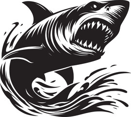 Big Shark Silhouette isolated on white background Minimalist shark vector shape