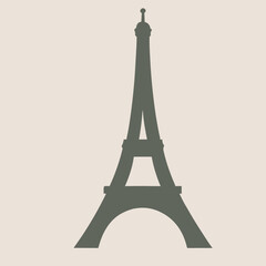Eiffel Tower vector illustration. solid color illustration, isolated white background, 