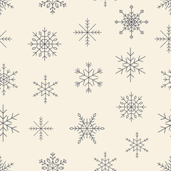 Winter Background. Snowflakes seamless pattern. Snowflakes icons isolated on white background. Vector illustration 