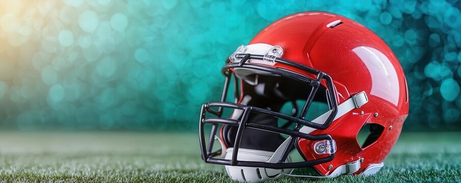 Helmet being lifted in slow motion after a touchdown flat design side view thrilling moment water color Split-complementary color scheme