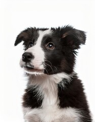 Fototapeta premium ボーダーコリーの子犬のポートレート（Border Collie puppy portrait on white background） 
