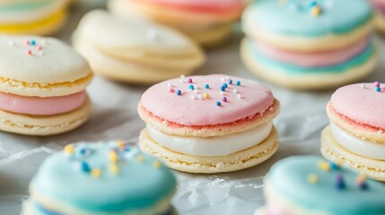 Fototapeta premium Colorful Macarons with Sprinkles