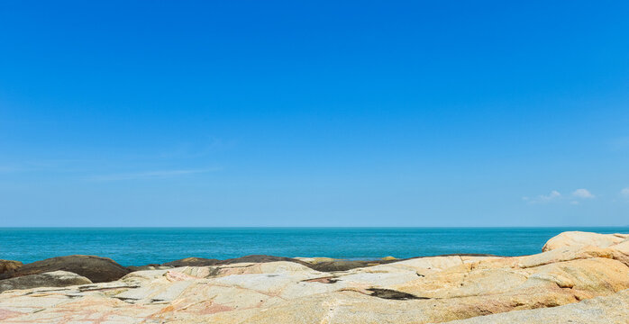 beautiful tropical landscape at Lvhu Island, Mulan Bay, Wenchang, Hainan, China