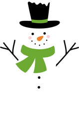 Cute winter snowman vector isolated.
Simple flat style Christmas snowman vector.