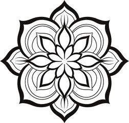Floral vector mandala art illustration black and white.