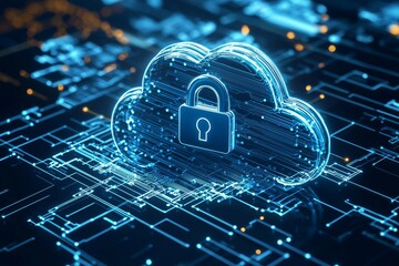 Illustration of Cloud Security Services Technology created with Generative AI