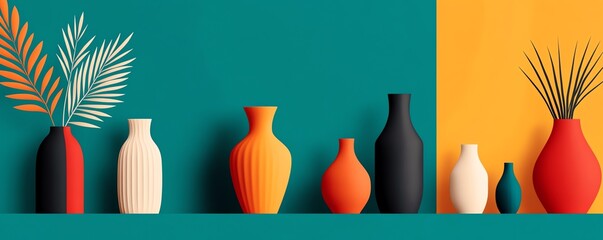 Sculpture and painting, artistic pottery, flat design illustration