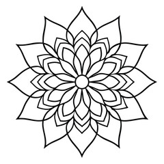 Obraz premium Mandala line art silhouette with white background